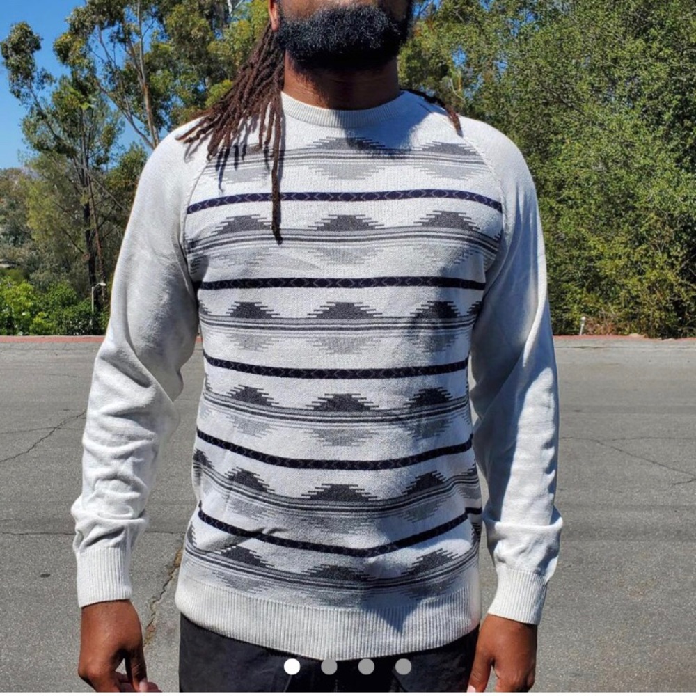 Funky sweater, patterned sweater, men’s retrofit sweater/ long sleeve